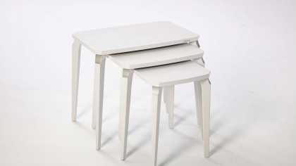 Masute Cafea Zigon Leny, 43X40X54cm, Picior alb, Blat Mdf, set 3 bucati BELLONA Masuta Zigon 22LEY3304FDFD