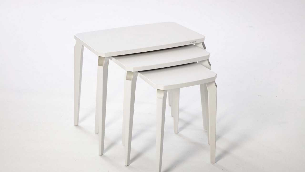 Masute Cafea Zigon Leny, 43X40X54cm, Picior alb, Blat Mdf, set 3 bucati BELLONA Masuta Zigon 22LEY3304FDFD