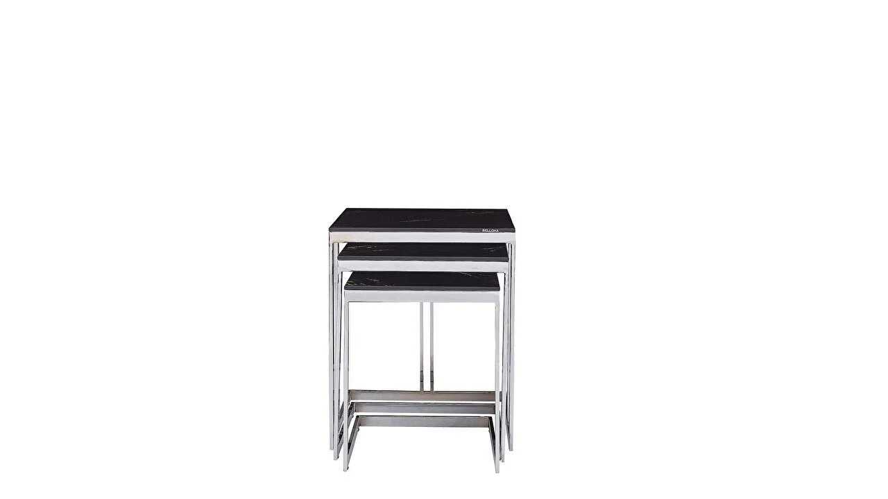 Masute Cafea Zigon Montego, set 3 bucati, Finisaj Crom BELLONA Masuta Zigon 22MTG3304FWKJ
