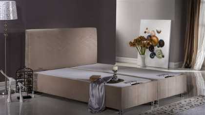 Pat tapitat cu lada si somiera rabatabila Twinjoy 100x200cm, culoare Crem BELLONA Paturi tapitate cu lada - IN STOC