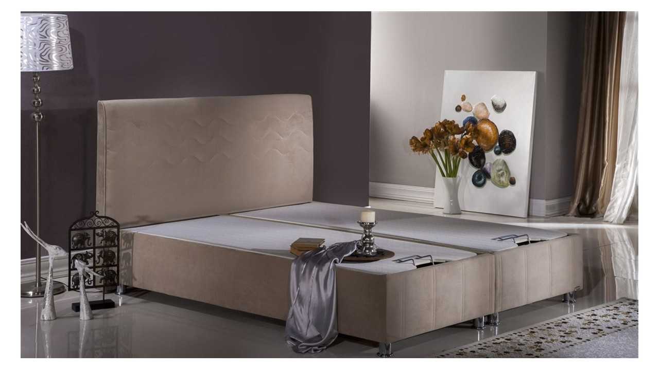 Pat tapitat cu lada si somiera rabatabila Twinjoy 100x200cm, culoare Crem BELLONA Paturi tapitate cu lada - IN STOC