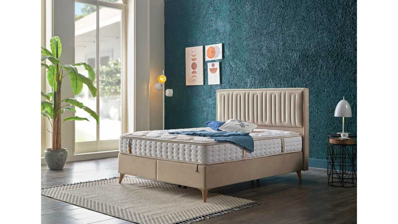 Pat tapitat cu lada si somiera rabatabila Petra, 160x200cm, culoare Vizon, picior nuc BELLONA Paturi Tapitate 28PTAI600100002... Pat tapitat cu lada si somiera rabatabila Petra, 160x200cm, culoare Vizon, picior nuc BELLONA Paturi Tapitate 28PTAI600100002...