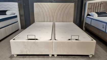 Pat tapitat cu lada de depozitare Verso, 160x200cm, culoare Crem BELLONA Paturi tapitate cu lada - LA COMANDA 28VRBI600100010...