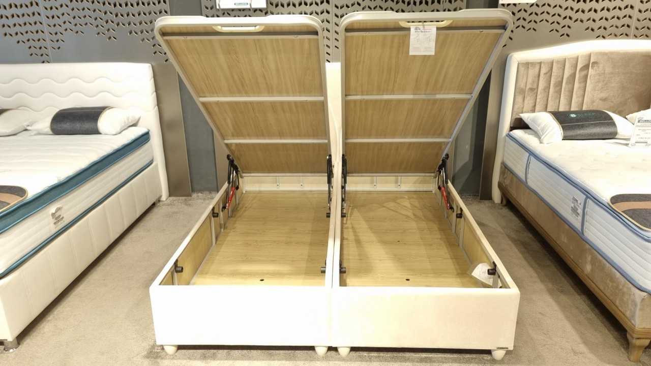 Pat tapitat cu lada de depozitare Verso, 160x200cm, culoare Crem BELLONA Paturi tapitate cu lada - LA COMANDA 28VRBI600100010...
