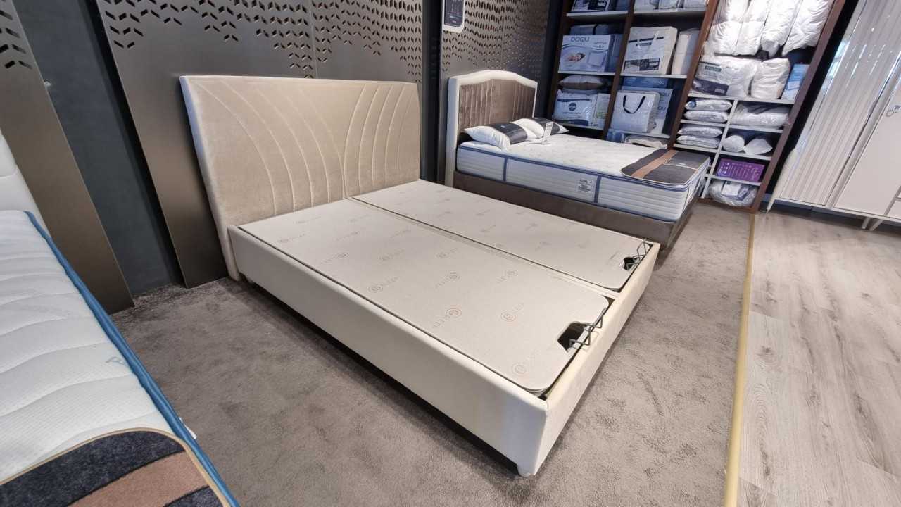 Pat tapitat cu lada de depozitare Verso, 160x200cm, culoare Crem BELLONA Paturi tapitate cu lada - LA COMANDA 28VRBI600100010...