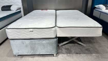 Baza Caprice Baby 90X200 Cu doua saltele, catifea verde - Promo BELLONA Paturi Tapitate SHOWROOM28CPYB600100014+27CAP00902000200