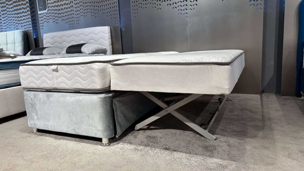 Baza Caprice Baby 90X200 Cu doua saltele, catifea verde - Promo BELLONA Paturi Tapitate SHOWROOM28CPYB600100014+27CAP00902000200