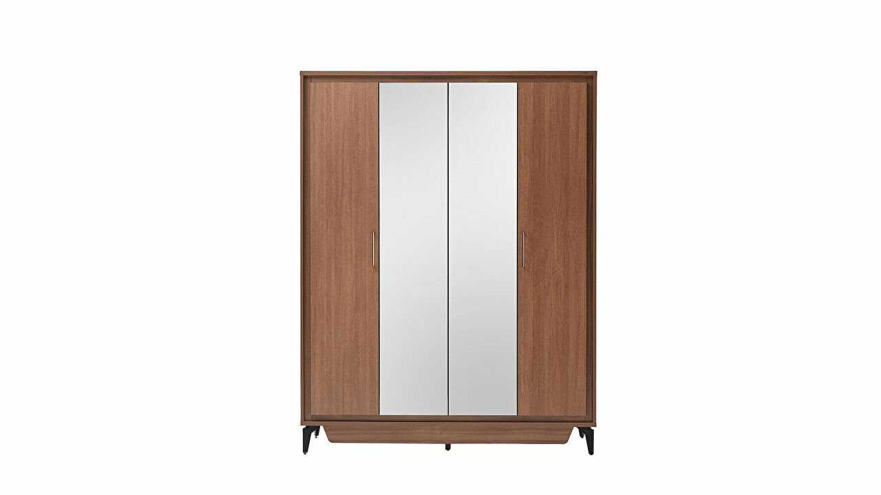 Set Dormitor Monaco, Sifonier 4 usi, Pat 160x200, culoare Nuc Set Dormitor MONACO4USI160x200