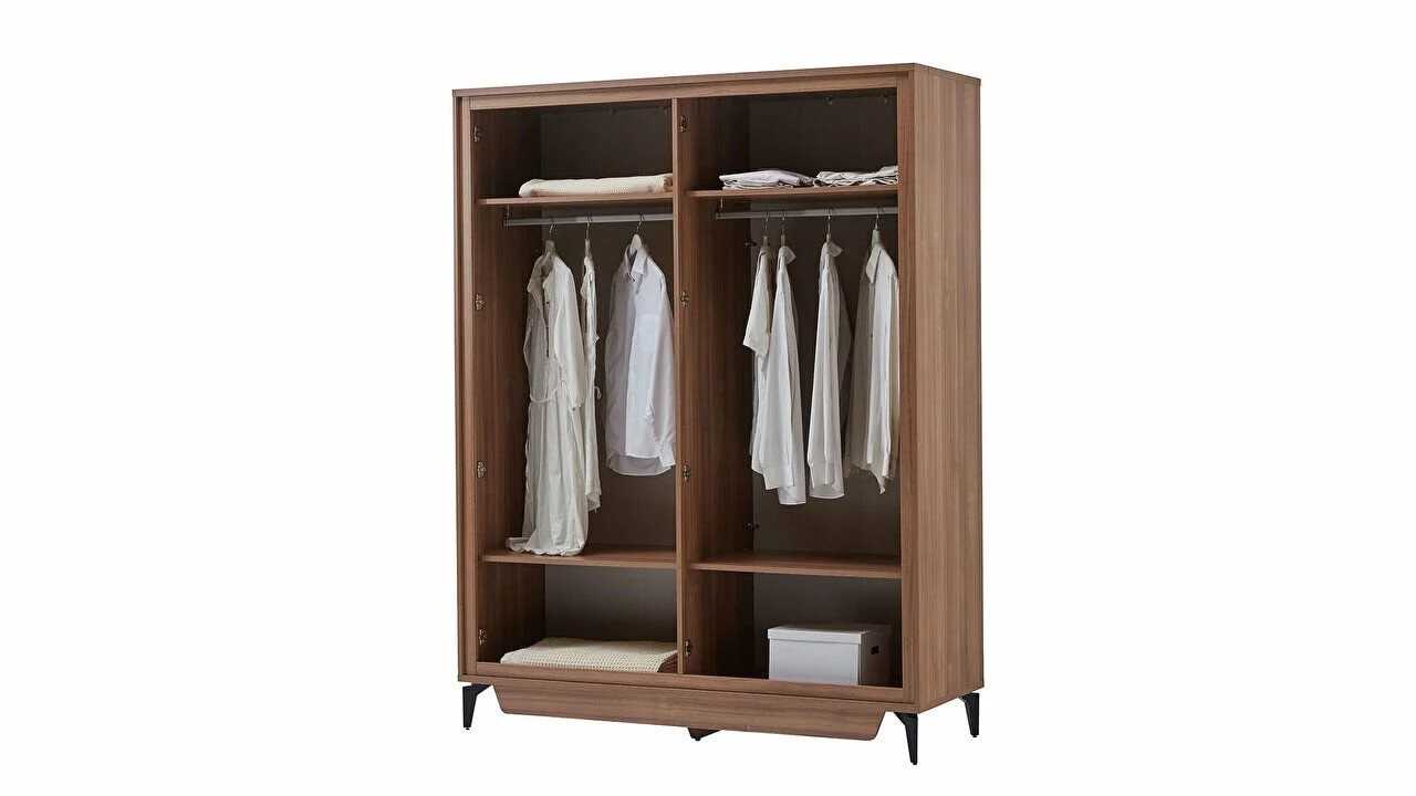 Set Dormitor Monaco, Sifonier 4 usi, Pat 160x200, culoare Nuc Set Dormitor MONACO4USI160x200