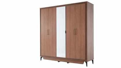 Set Dormitor Monaco, Sifonier 5 usi, Pat 160x200, culoare Nuc Set Dormitor SHOWROOMDORMONACO5USI160