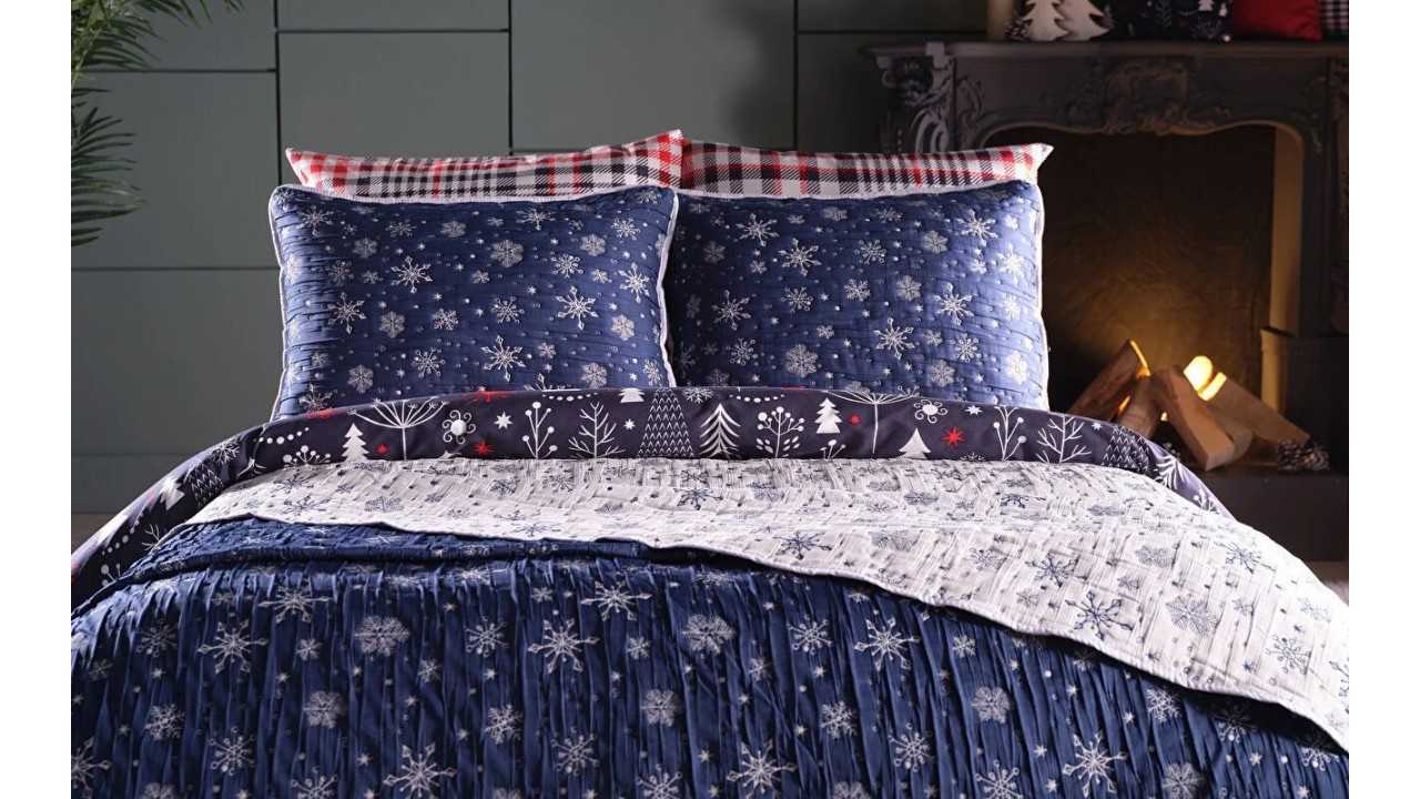 Set covertura de pat Alissa - Double - Albastru DOQU Cuverturi si Pături