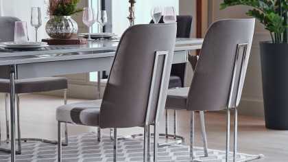 Set Dining Room Loretto cu scaun picior metalic, masa extensibila Seturi Dining Room SHOWROOMDININGLORETTOKREM/ANTRASIT