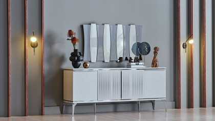 Set Dining Room Loretto cu scaun picior metalic, masa extensibila Seturi Dining Room SHOWROOMDININGLORETTOKREM/ANTRASIT