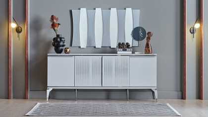 Set Dining Room Loretto cu scaun picior metalic, masa extensibila Seturi Dining Room SHOWROOMDININGLORETTOKREM/ANTRASIT