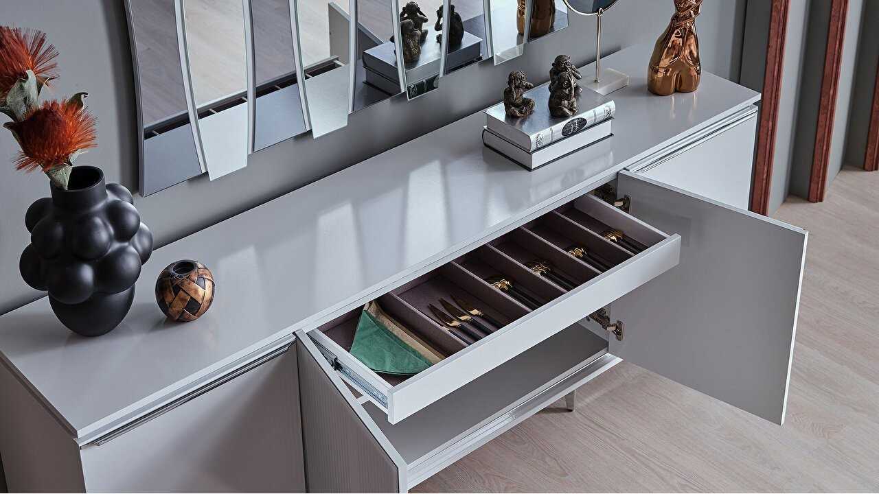 Set Dining Room Loretto cu scaun picior metalic, masa extensibila Seturi Dining Room SHOWROOMDININGLORETTOKREM/ANTRASIT