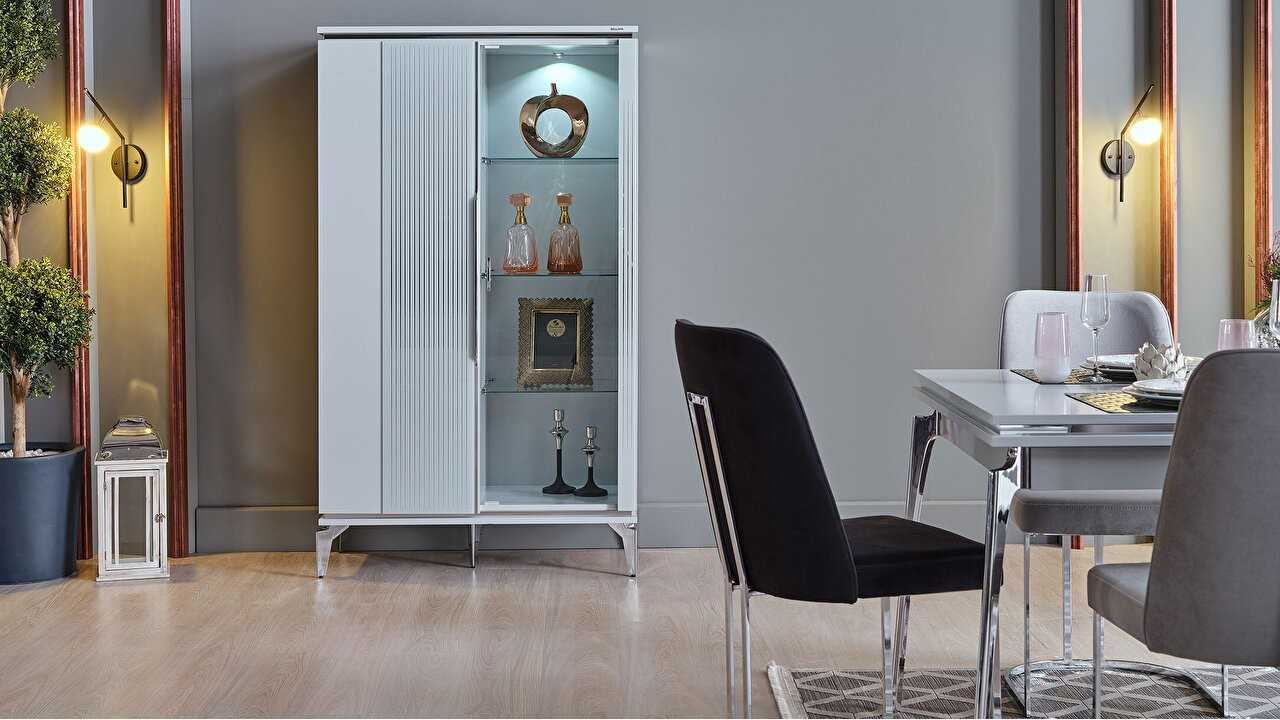 Set Dining Room Loretto cu scaun picior metalic, masa extensibila Seturi Dining Room SHOWROOMDININGLORETTOKREM/ANTRASIT