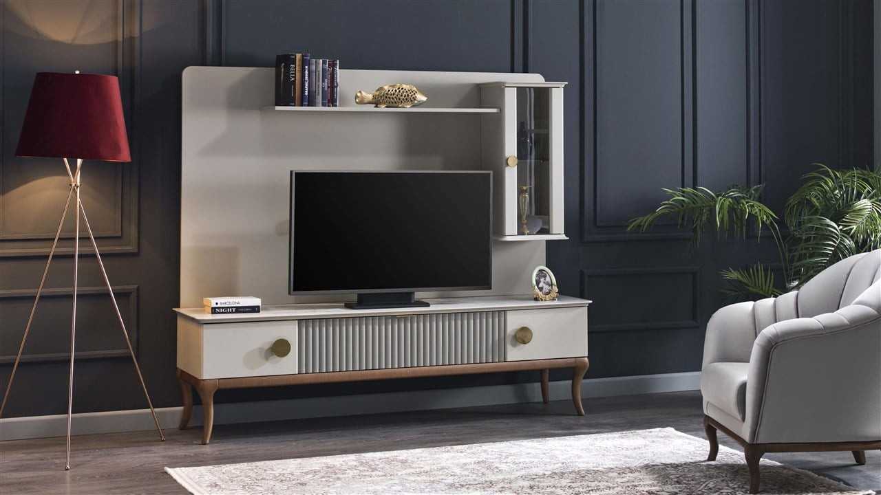 Vitrina Compacta TV Pesaro cu doua module suspendate BELLONA O U T L E T 22PSR3001GOBZ+22PSR3003GOGO+22PSR3005GOBZ