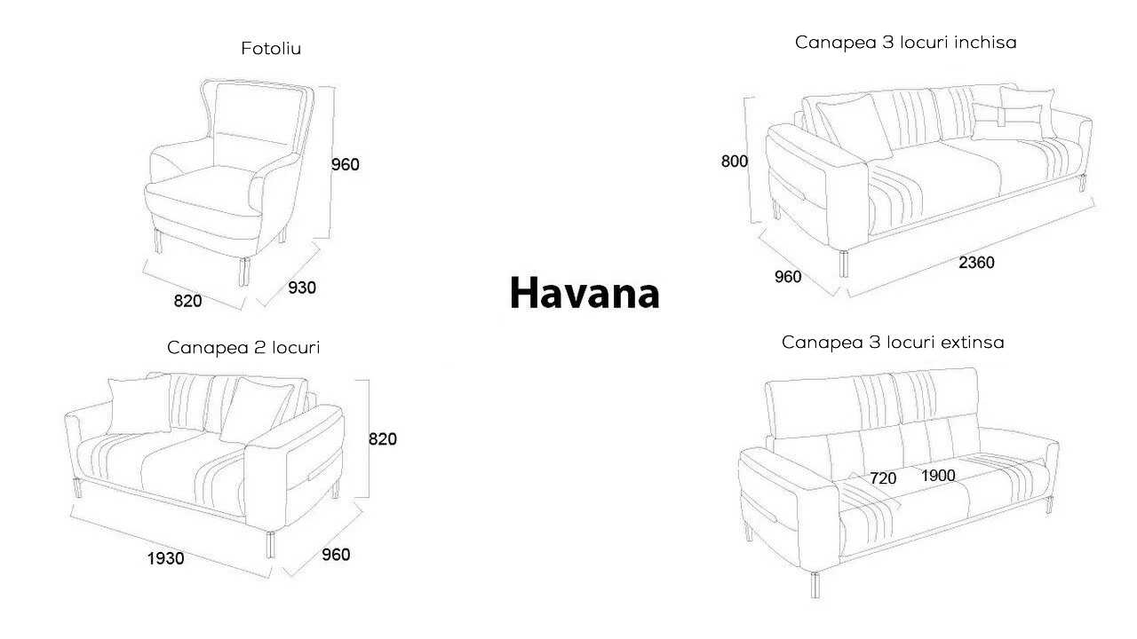 Canapea Extensibila 3 locuri Havana BELLONA Canapele