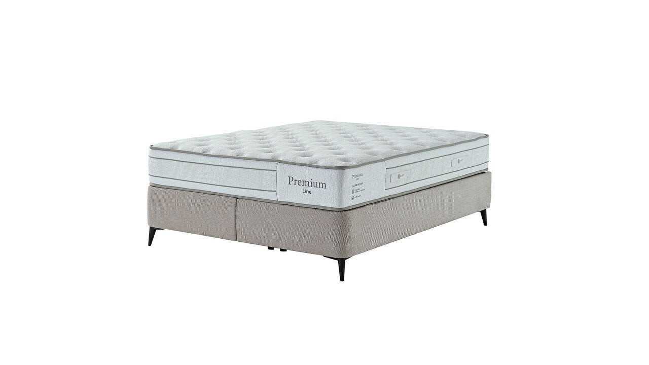 Pat tapitat cu lada si somiera rabatabila Premium Line 150x200, culoare Verde, Picior Negru BELLONA Paturi tapitate cu lada -...