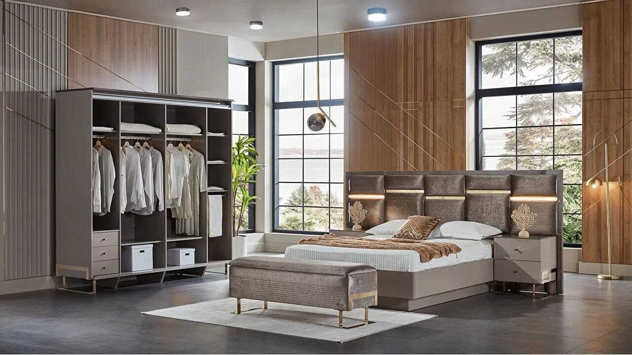 Set Dormitor Veronica cu tablie cu iluminare BELLONA Set Dormitor
