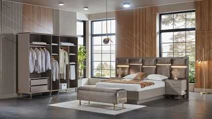 Set Dormitor Veronica cu tablie cu iluminare BELLONA Set Dormitor