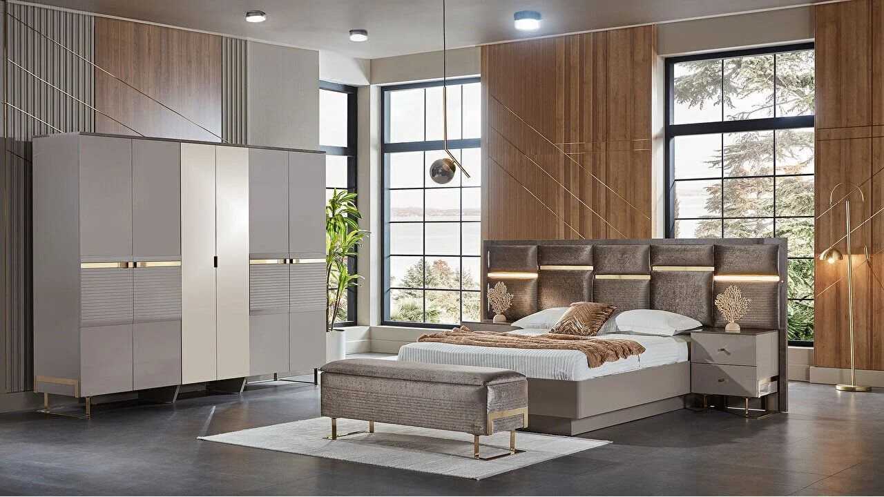 Set Dormitor Veronica cu tablie cu iluminare BELLONA Set Dormitor