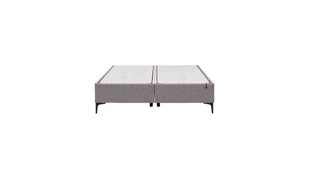 Pat tapitat cu lada si somiera rabatabila Hybrid Sleep 160x200, culoare Gri, Picior Negru BELLONA Paturi tapitate cu lada - L...
