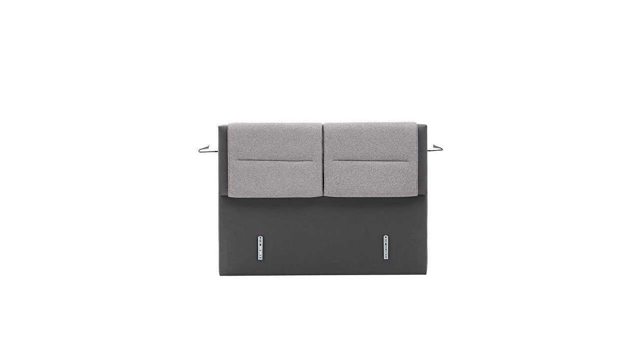 Pat tapitat cu lada si somiera rabatabila Hybrid Sleep 160x200, culoare Gri, Picior Negru BELLONA Paturi tapitate cu lada - L...