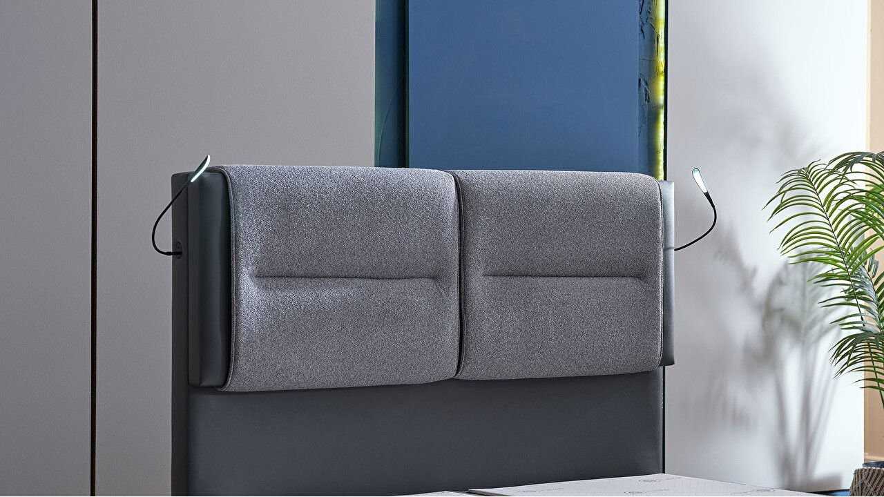 Pat tapitat cu lada si somiera rabatabila Hybrid Sleep 160x200, culoare Gri, Picior Negru BELLONA Paturi tapitate cu lada - L...