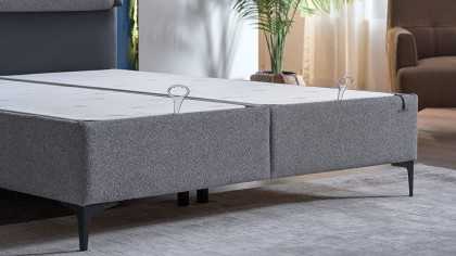 Pat tapitat cu lada si somiera rabatabila Hybrid Sleep 160x200, culoare Gri, Picior Negru BELLONA Paturi tapitate cu lada - L...