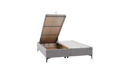 Pat tapitat cu lada si somiera rabatabila Hybrid Sleep 180x200, culoare Gri, Picior Negru BELLONA Paturi tapitate cu lada - L...