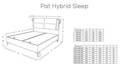 Pat tapitat cu lada si somiera rabatabila Hybrid Sleep 180x200, culoare Gri, Picior Negru BELLONA Paturi tapitate cu lada - L...