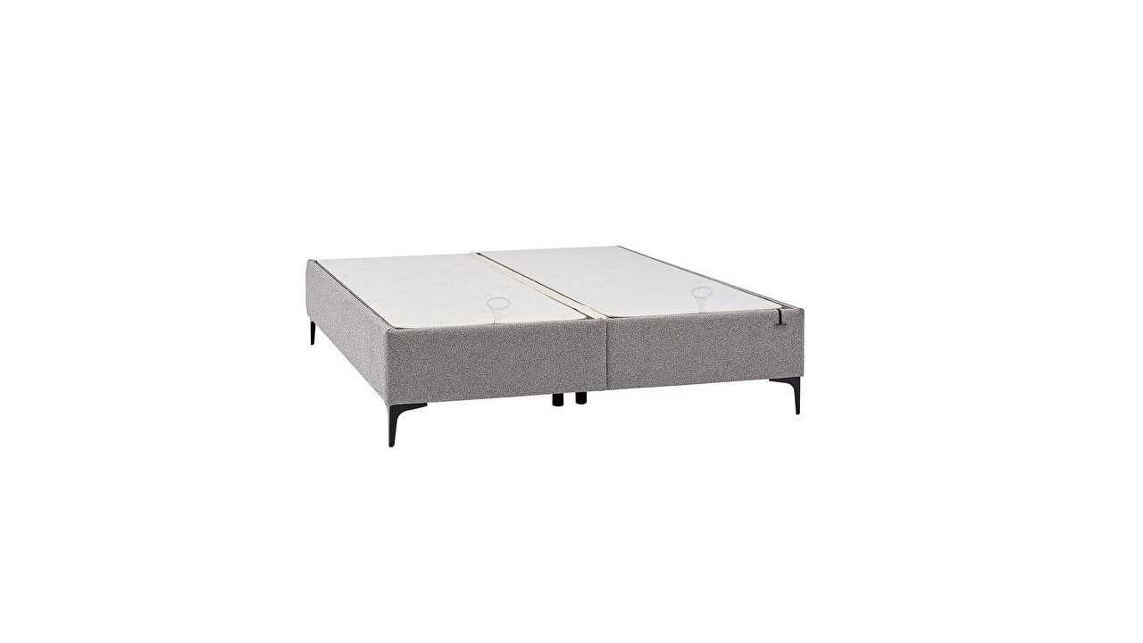 Pat tapitat cu lada si somiera rabatabila Hybrid Sleep 150x200cm, culoare Gri, Picior Negru BELLONA Paturi tapitate cu lada -...