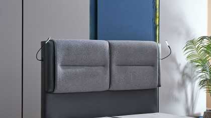 Pat tapitat cu lada si somiera rabatabila Hybrid Sleep 150x200cm, culoare Gri, Picior Negru BELLONA Paturi tapitate cu lada -...