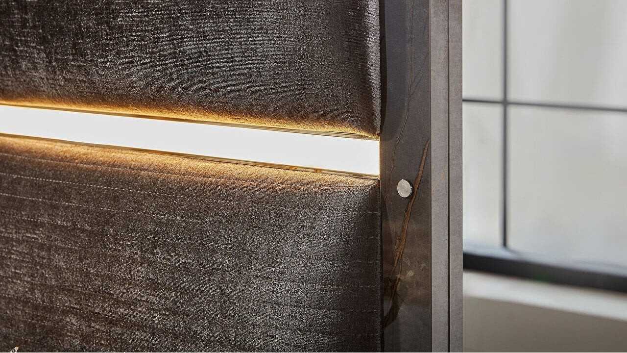 Pat Veronica cu somiera fixa si tablie cu iluminare BELLONA Pat Dormitor