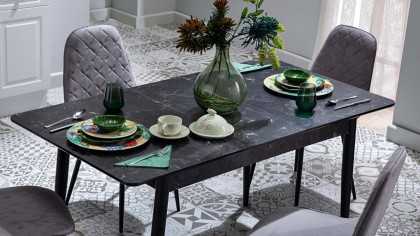 Set Masa Fixa + 4 Scaune Arte, Negru - Antracit BELLONA Masa + Scaune 22ART3175JSJS+23ART61350220001