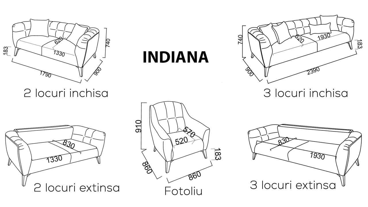 Canapea Extensibila 3 locuri Indiana BELLONA Canapele