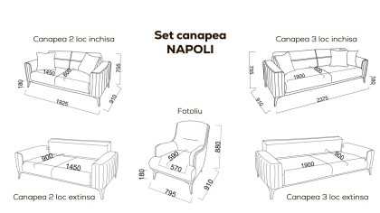 Set Canapea Extensibila Napoli 3+1 Seturi canapele
