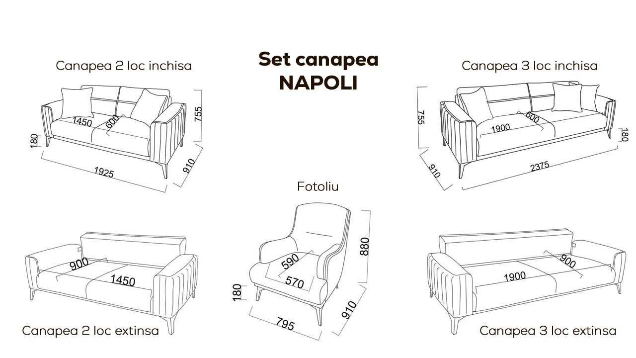 Set Canapea Extensibila Napoli 3+1 Seturi canapele