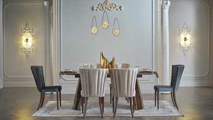 Set Dining Room cu masa extensibila Plaza, culoare Nuc Seturi Dining Room SHOWROOMPLAZADININGCEVIZ