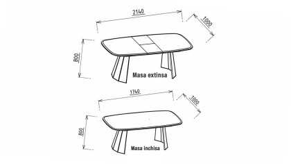 Set Dining Room cu masa extensibila Plaza, culoare Nuc Seturi Dining Room SHOWROOMPLAZADININGCEVIZ