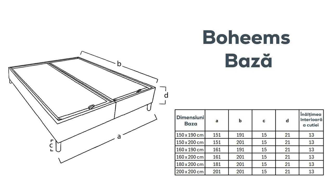Pat cu somiera rabatabila Boheems BELLONA Pat Dormitor