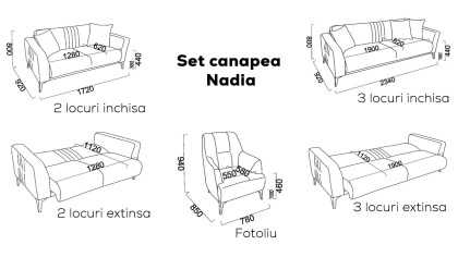 Canapea 3 locuri Extensibila Nadia BELLONA Canapele
