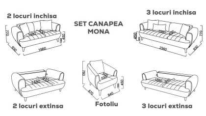 Canapea 2 locuri Extensibila Mona BELLONA Canapele
