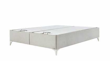 Pat tapitat cu lada de depozitare Verso S, 160x200cm, culoare Crem, picior culoare Fildes BELLONA Paturi tapitate cu lada - L...