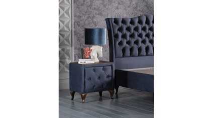 Noptiera Estonya, 46x55x59cm, culoare Albastru cu picioare Nuc BELLONA O U T L E T SHOWROOM20ESY4K00200004