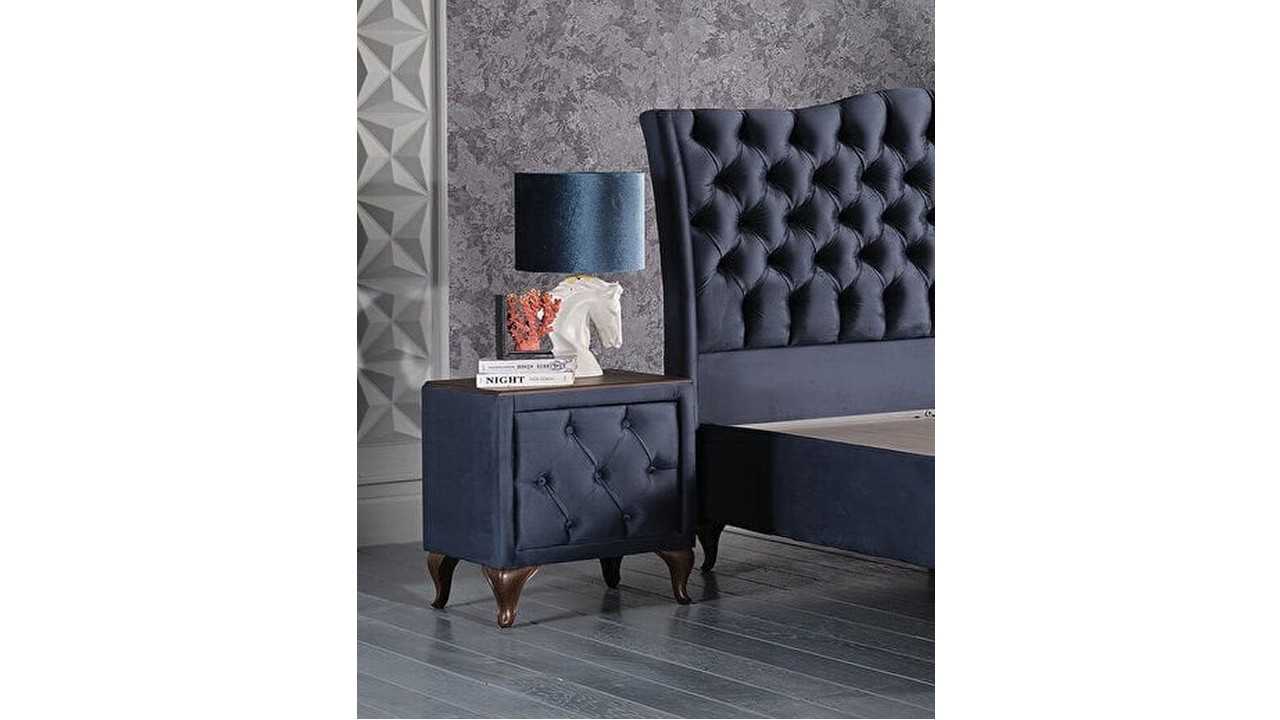 Noptiera Estonya, 46x55x59cm, culoare Albastru cu picioare Nuc BELLONA O U T L E T SHOWROOM20ESY4K00200004 Noptiera Estonya, 46x55x59cm, culoare Albastru cu picioare Nuc BELLONA O U T L E T SHOWROOM20ESY4K00200004
