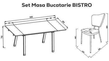 Masa Bucatarie Extensibila Bistro BELLONA Masa 22BIS3176YPYP