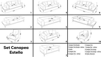 Canapea 3 locuri Extensibila Standard Estella BELLONA Canapele 20ETE3D00400001