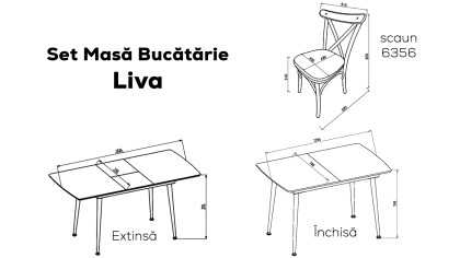 Masa Extensibila de Bucatarie Liva BELLONA Masa 22LVE3175WYNJ